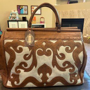 Brand New Leaders in Leather Travel Bag Vaquetta 2466T Natural Bone